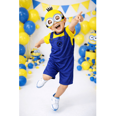 Fantasia Infantil Temática Amarela Boneco Com Máscara