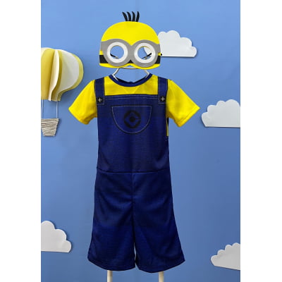 Fantasia Infantil Temática Amarela Boneco Com Máscara