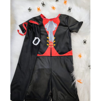 Fantasia Infantil Vampiro Capa e Dentadura Fantasia Infantil Vampiro Capa e Dentadura