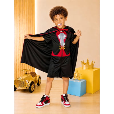 Fantasia Infantil Vampiro Capa e Dentadura Fantasia Infantil Vampiro Capa e Dentadura