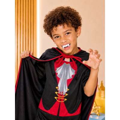 Fantasia Infantil Vampiro Capa e Dentadura