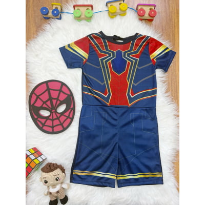 Fantasia Meninos Homem Aranha com Máscara Fantasia Meninos Homem Aranha com Máscara
