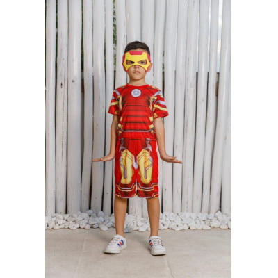 Fantasia Meninos Homem de Ferro com Máscara Fantasia Meninos Homem de Ferro com Máscara