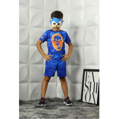 Fantasia Meninos Sonic com Máscara Fantasia Meninos Sonic com Máscara
