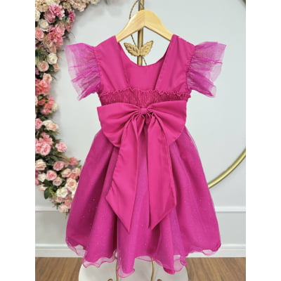 Vestido infantil da Barbie Pink Saia Com Leds Festas