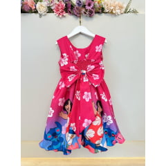 Vestido Infantil Lilo Stitch e Angel Pink Colorido Festas