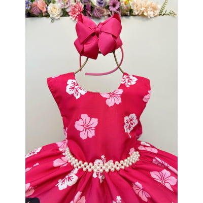 Vestido Infantil Lilo Stitch e Angel Pink Colorido Festas