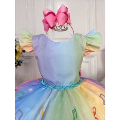 Vestido Infantil Barbie Princesa Festa Colorido Strass