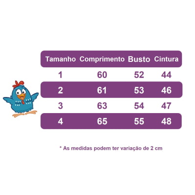 Vestido Infantil Galinha Rosa e Azul Peito Com Strasss