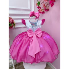 Vestido Infantil Lilo Stitch e Angel Saia Com Led Festas