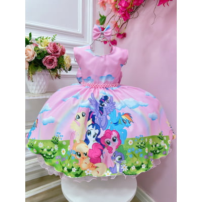 Vestido Infantil My Little Pony Rosa Claro Festas