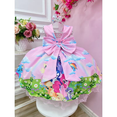 Vestido Infantil My Little Pony Rosa Claro Festas