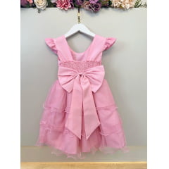 Vestido Infantil Patrulha Canina Skye Rosa Claro Festas