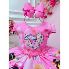 Vestido Infantil Rosa Chiclete Roblox Festas