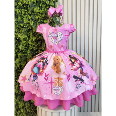 Vestido Infantil Rosa Chiclete Roblox Festas