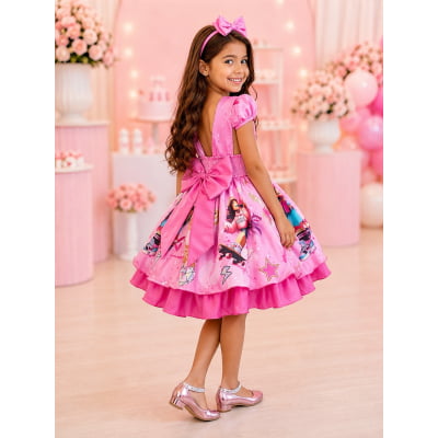 Vestido Infantil Rosa Chiclete Roblox Festas