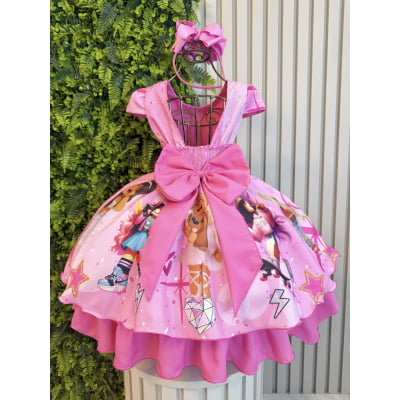 Vestido Infantil Rosa Chiclete Roblox Festas