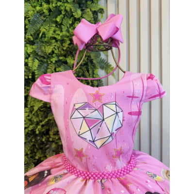 Vestido Infantil Rosa Chiclete Roblox Festas
