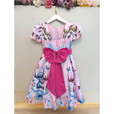 Vestido Infantil Rosa Claro da Lilo Stitch e Angel Luxo
