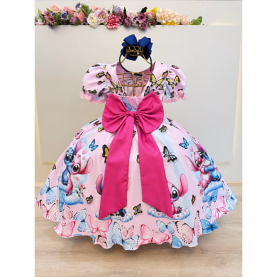 Vestido Infantil Rosa Claro da Lilo Stitch e Angel Luxo