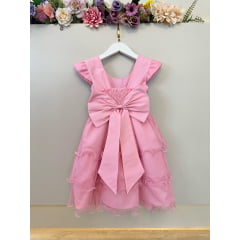 Vestido Infantil Rosa Claro Lilo Stitch e Angel Festas