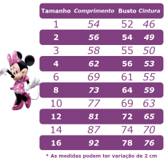 Vestido Infantil Minnie Rosa Florido Strass Cinto de Pérolas