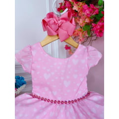 Vestido Infantil Casa Mágica da Gabby Rosa Luxo Corações