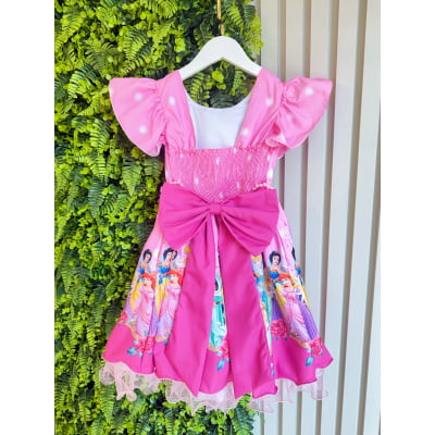 Vestido Infantil Rosa Princesas Festas C/ Pérolas