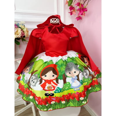 Vestido Infantil Chapeuzinho Vermelho Com Capuz