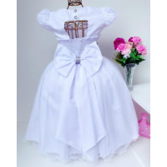 Vestido Infantil Damas de Honra Branco Casamentos Luxo Festa