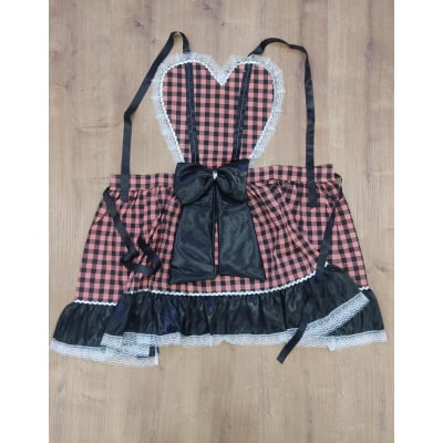 Avental Infantil Junino Caipira Arraiá Festas Preto Xadrez