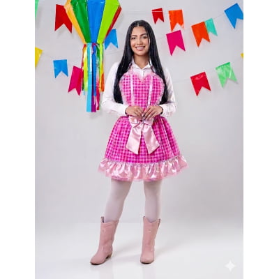 Avental Adulto Junino Caipira Arraiá Rosa Chiclete Xadrez Avental Adulto Junino Caipira Arraiá Rosa Chiclete Xadrez
