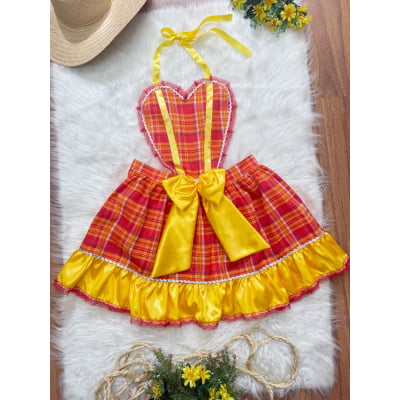 Avental Adulto Junino Caipira Arraiá Vermelho Amarelo Xadrez