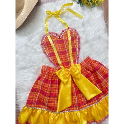 Avental Adulto Junino Caipira Arraiá Vermelho Amarelo Xadrez