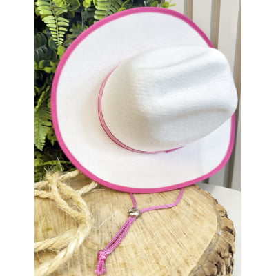 Chapéu Infantil Meninas Boiadeira Texano Branco Festa