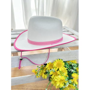 Chapéu Infantil Meninas Boiadeira Texano Branco Festa
