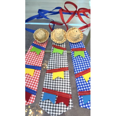 Gravata Caipira Infantil Xadrez Festa Junina com Chapéu