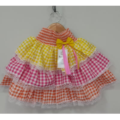 Saia Infantil Junino Arraiá Caipira Festas Xadrez Colorido