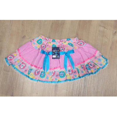 Saia Meninas Caipira Junino Rosa Colorida Flores