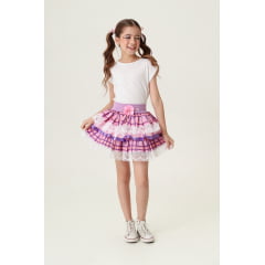 Saia Meninas Junino Caipira Lilás Xadrez