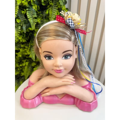 Tiara Junina Infantil Branca com Chapéu de Palha e Girassol
