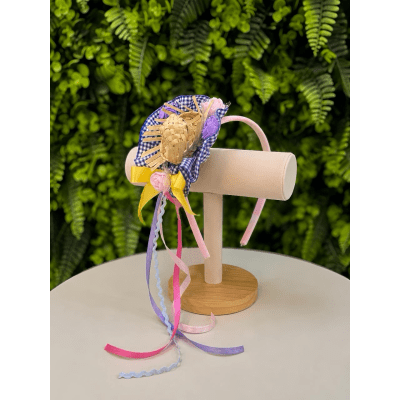 Tiara Junina Infantil Rosa com Chapéu de Palha e Girassol Tiara Junina Infantil Rosa com Chapéu de Palha e Girassol