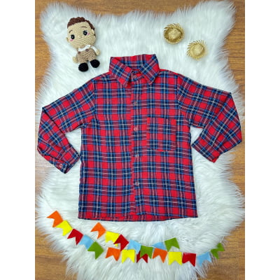 Camisa Flanelada Xadrez Junino Arraiá Vermelho e Azul Marinho Camisa Flanelada Xadrez Junino Arraiá Vermelho e Azul Marinho
