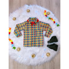 Camisa Junino Arraiá Xadrez Amarelo Colorida