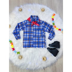 Camisa Junino Arraiá Xadrez Azul Colorida