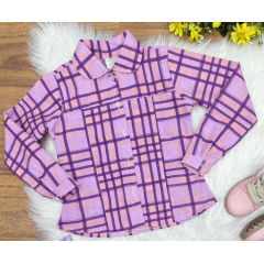 Camisa Meninas Junino Caipira Lilás Xadrez
