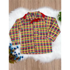 Camisa Xadrez Junino Amarelo Vermelho Azul