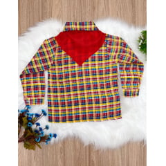 Camisa Xadrez Junino Amarelo Vermelho Azul