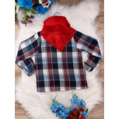 Camisa Xadrez Junino Branco Vermelho Azul C/ Lenço