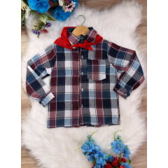 Camisa Xadrez Junino Branco Vermelho Azul C/ Lenço